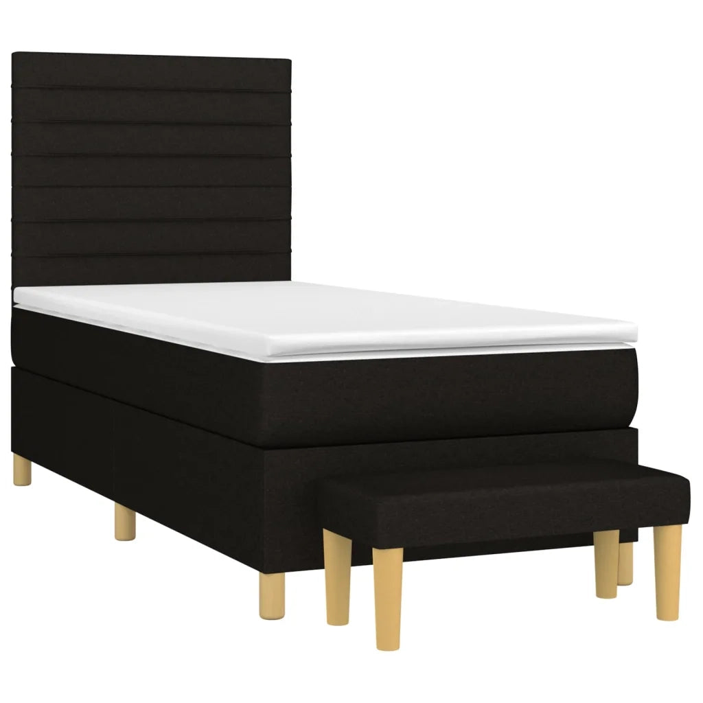 Giroletto a Molle con Materasso-Struttura Letto Nero 80x200 cm inTessuto 637381