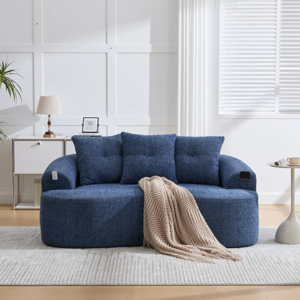 Divano 2 Posti Chenille con Cuscini ¨C MINIMAL ¨C Grigio/Beige, Morbido, Compatto