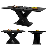 Tavolo allungabile per 4-6 persone con piano in MDF, struttura in metallo, design a x, per cucina e sala da pranzo nero