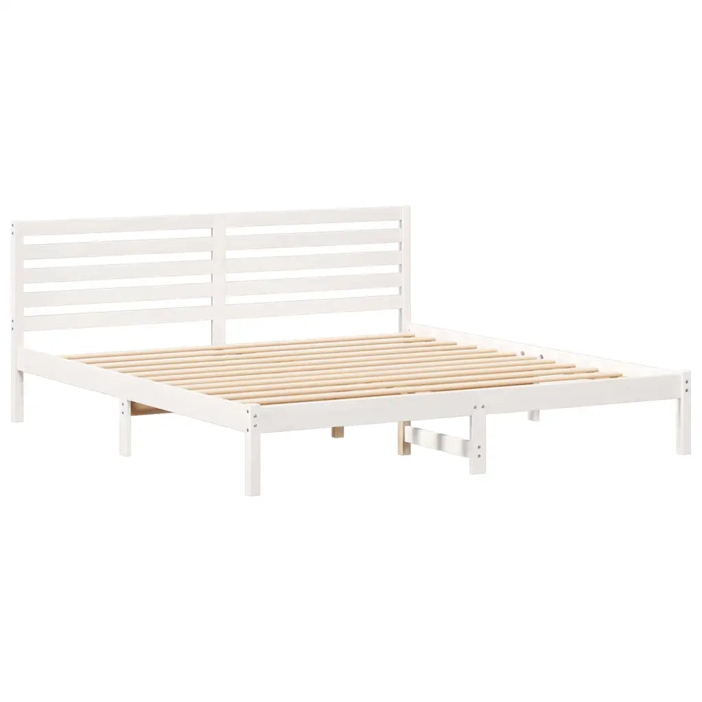 Struttura del letto-Giroletto-Rete del Letto Bianco 200 x 200 cm Pino massello 721590