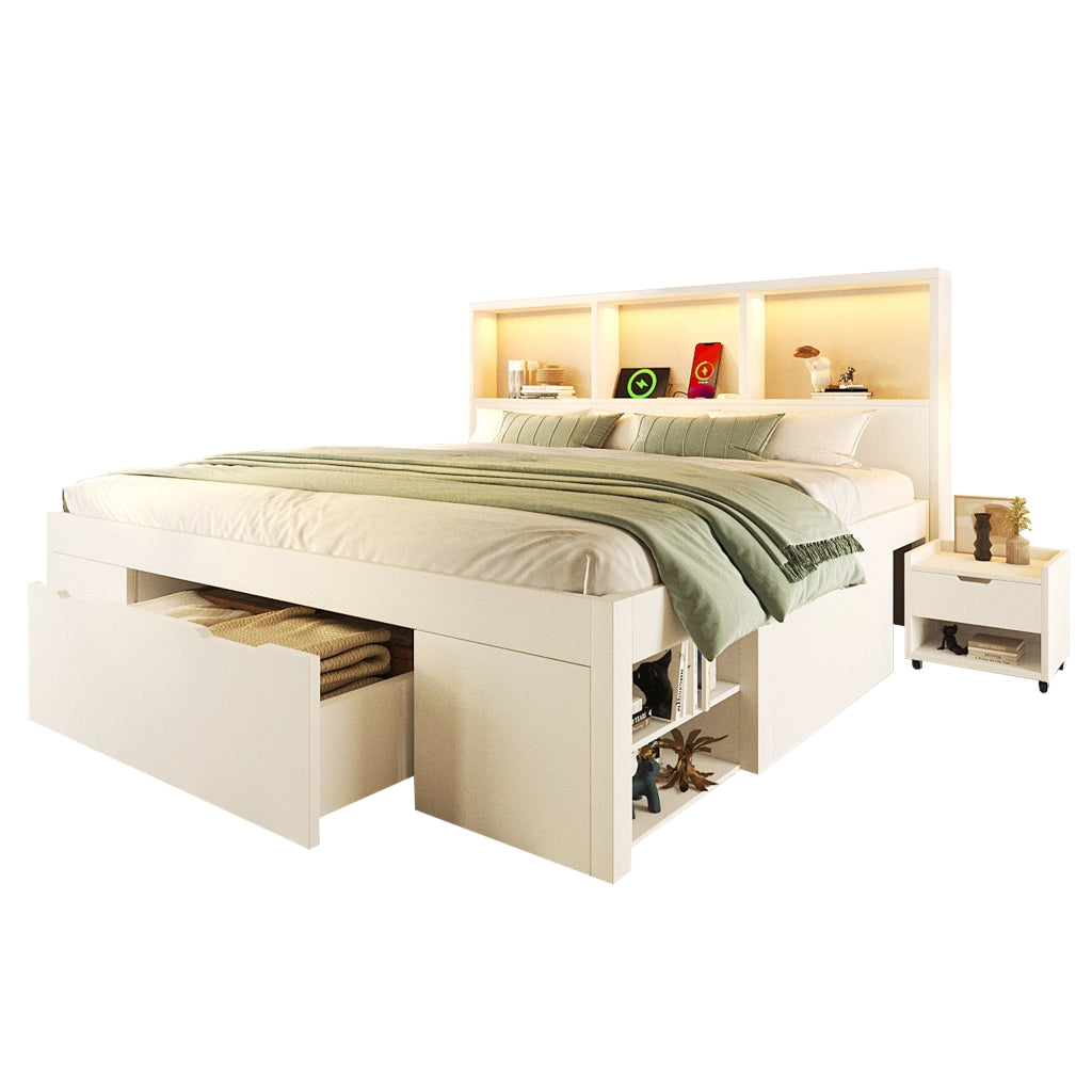 letto in legno bianco 140x200 cm