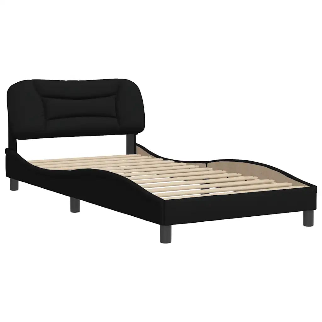 Letto singolo | Letto per adulti | Giroletto senza Materasso Hvar Nero 100x200 cm in Tessuto