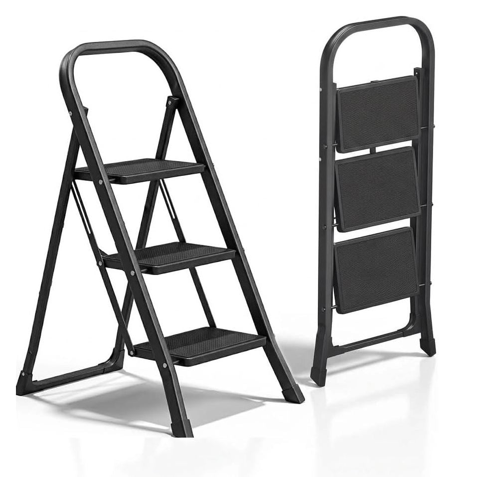 Scaletto Sgabello Scala Black Mini Plus Antiscivolo 3 Gradini