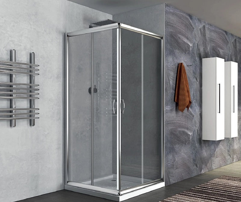 Box Doccia Due Lati Scorrevole, in Cristallo 6mm h190cm Ponza Opaco 6mm,140x140cm