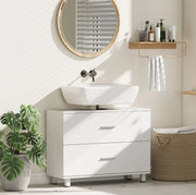 Mobile sottolavabo 80x30x60 cm in legno bianco, 2 cassetti