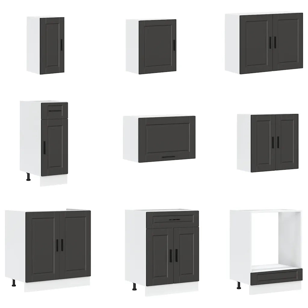 Set Mobili da Cucina 14 pz Porto Neri Legno Multistrato 3314992