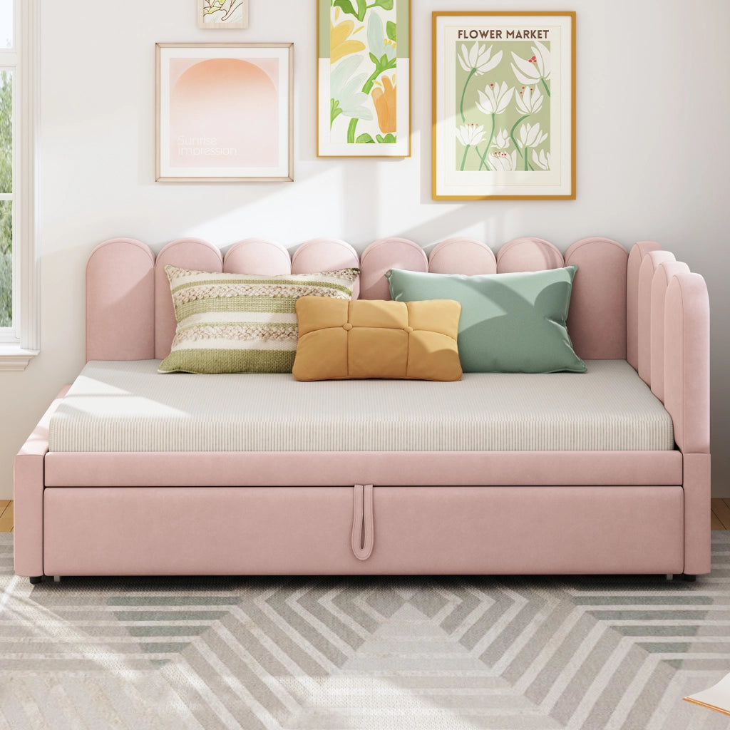 divano letto imbottito rosa 90 x 200 cm