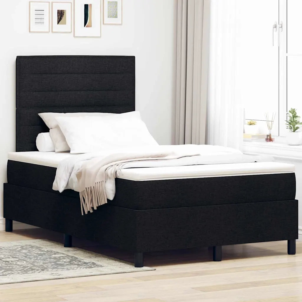 Letto a molle con materasso con led Nero 120 x 190 cm Tessuto
