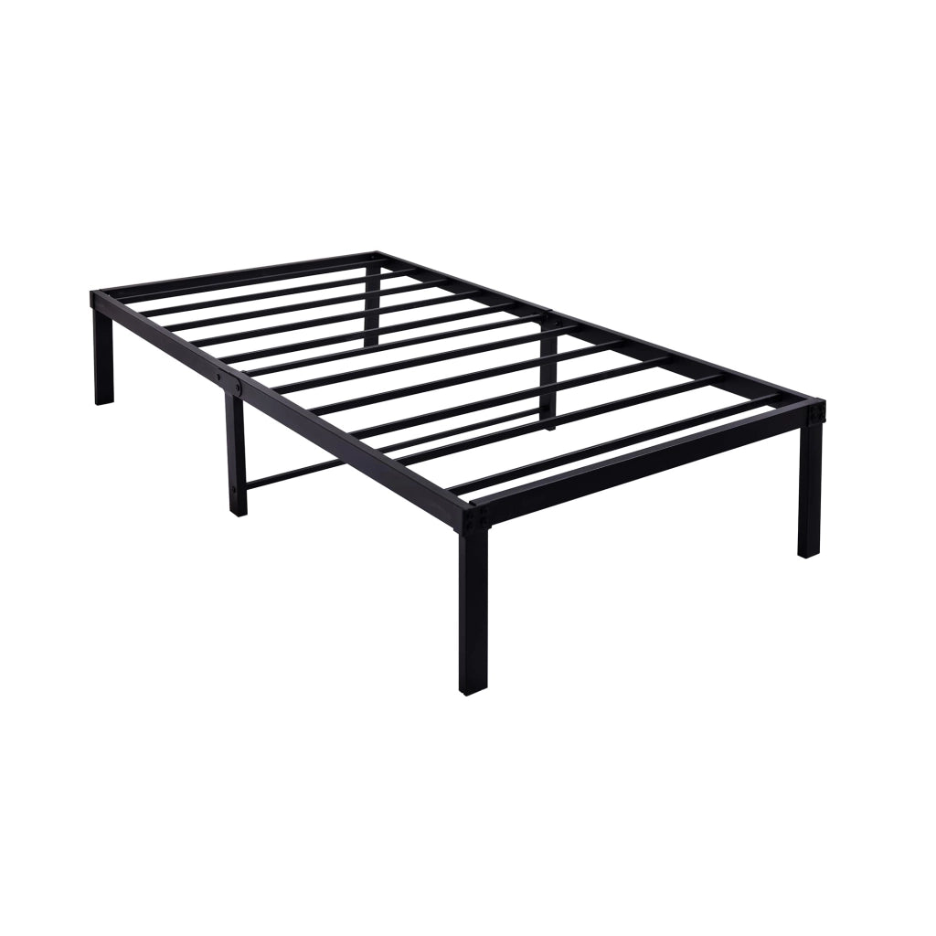 Struttura letto 90 × 200 cm in metallo nero con rete a doghe in acciaio portata 150 kg spazio sottoletto 31 cm