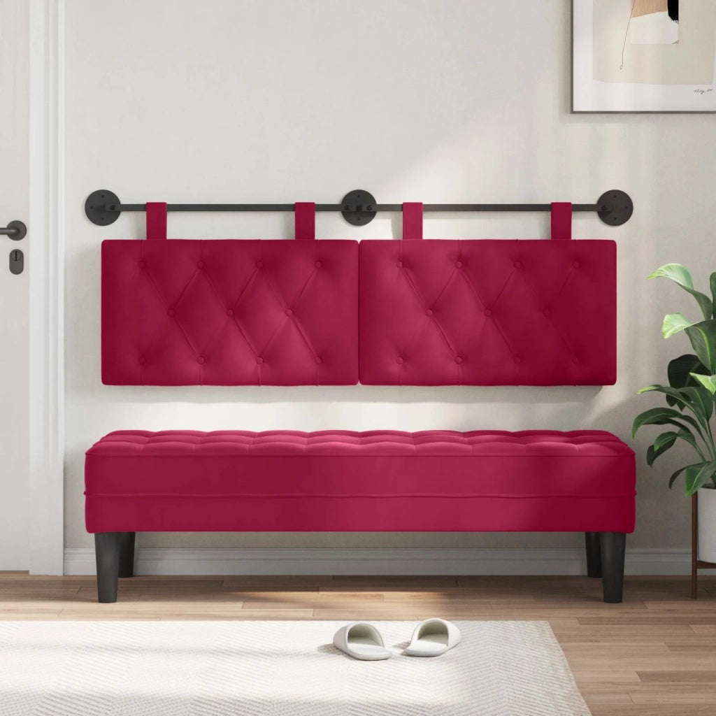 Testiera | Testata sospesa Con luce LED Rosso Vino Velluto