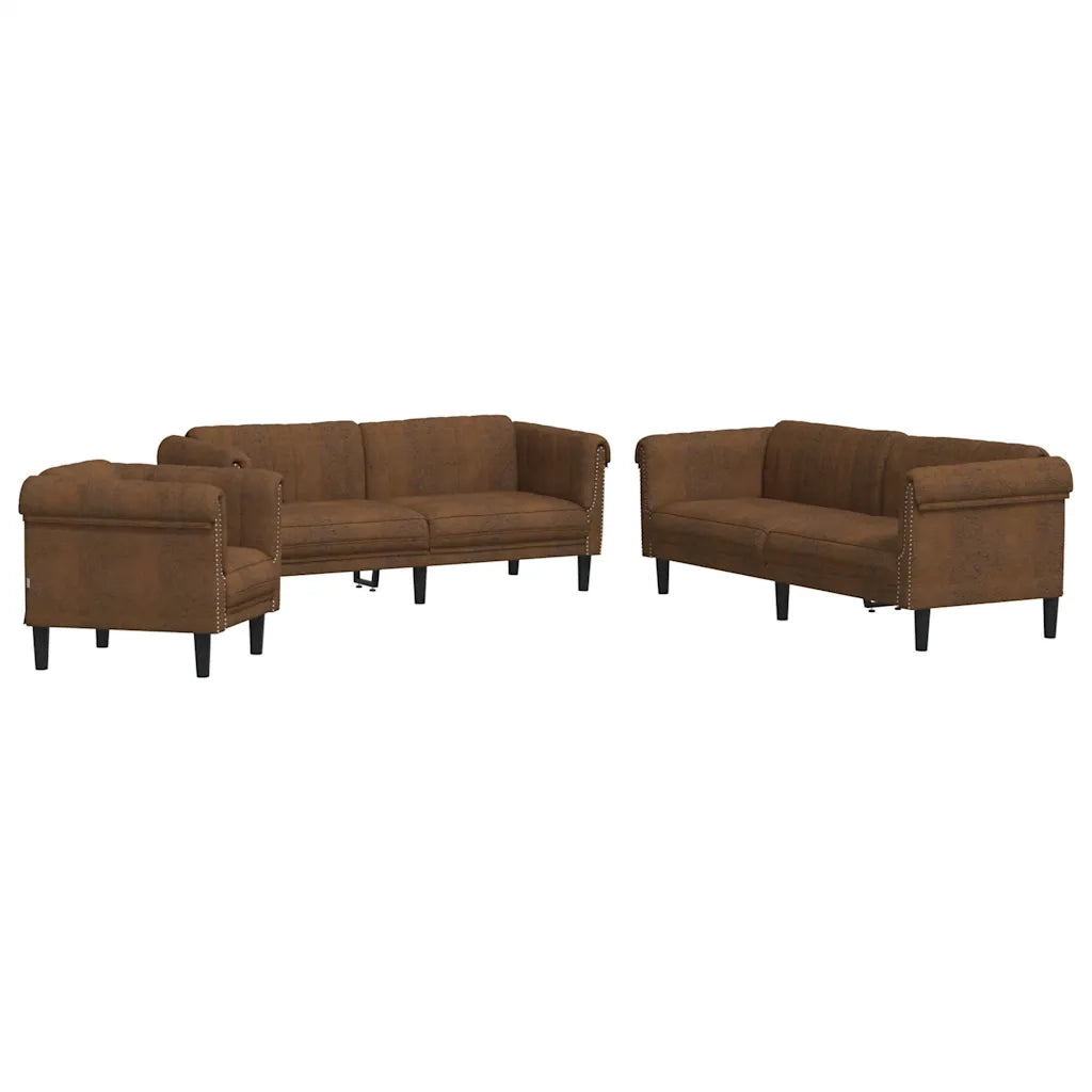Set di Divani 3 pz Marrone in Velluto 3209218