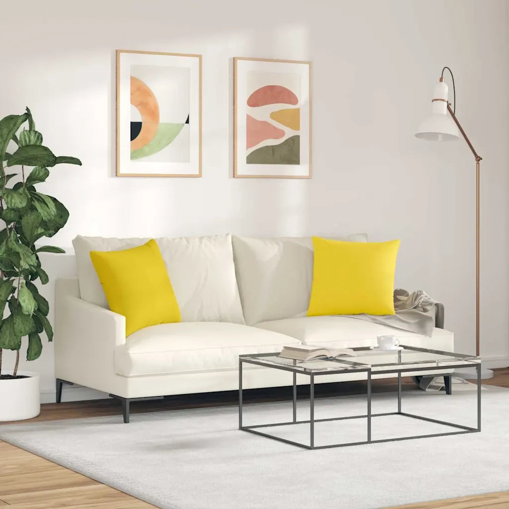 Cuscini da Divano 2 pcs Giallo Chiaro 45 x 45 cm Tessuto 42013920