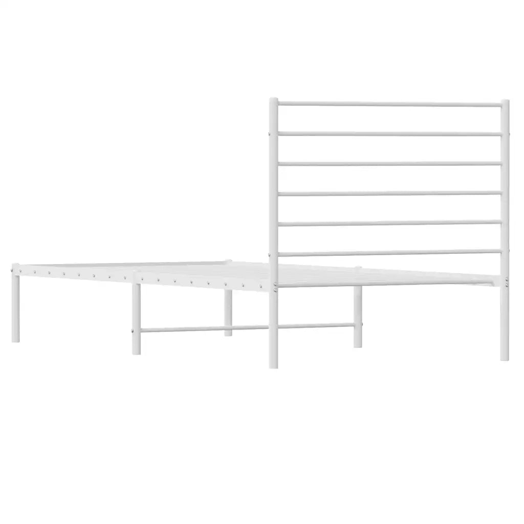 Letto singolo | Letto per adulti | Giroletto senza Materaso con Testiera Metallo Bianco 75x190 cm