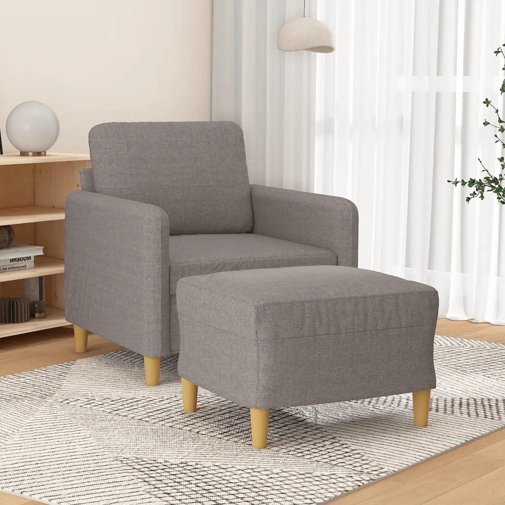 Poltrona | Sedia Relax con Poggiapiedi Tortora 60 cm in Tessuto