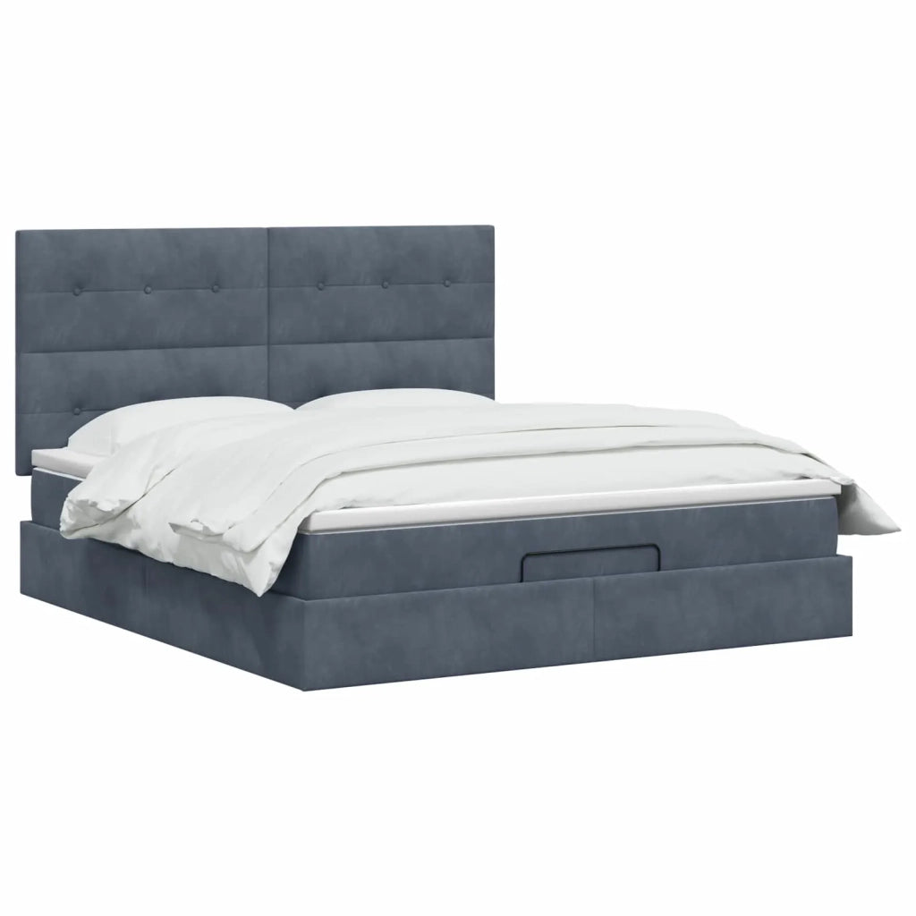Letto Ottomano con Materasso e LED Grigio Scuro 140 x 190 cm 3458302