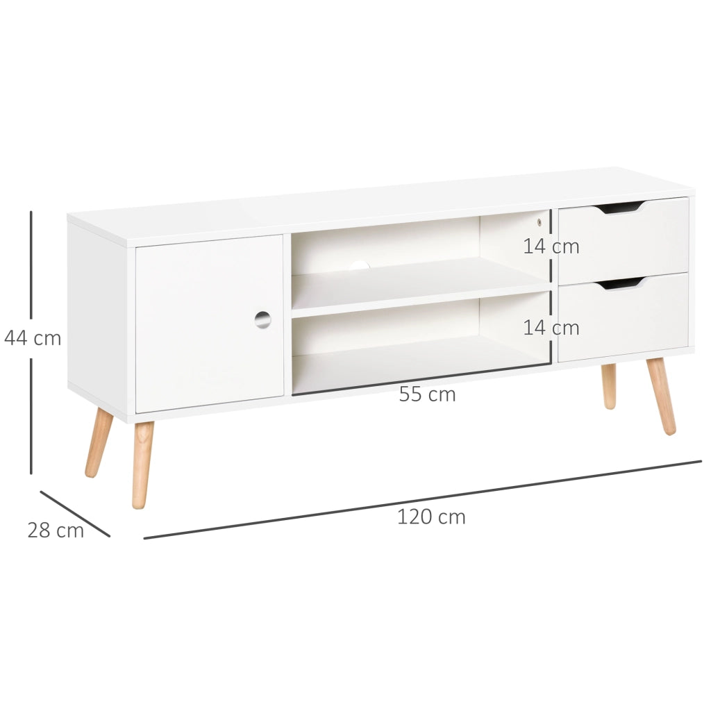 Mobile TV con credenza ¨C Minimal ¨C Bianco legno di pino 120x30x40