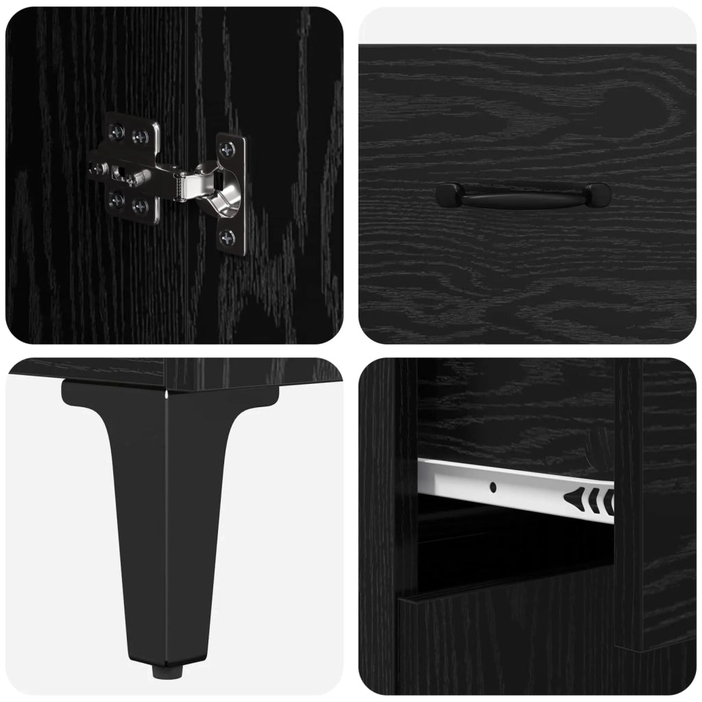 Credenza | Madia | Buffet da pranzo | Armadio da pranzo Rovere Nero 69,5 x 34 x 90 cm Legno multistrato