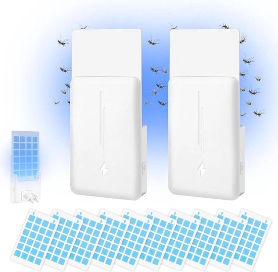 Ucciditore insetti elettrico con luce a LED blu, valvola a innesco e 10 adesivi viscoelastici