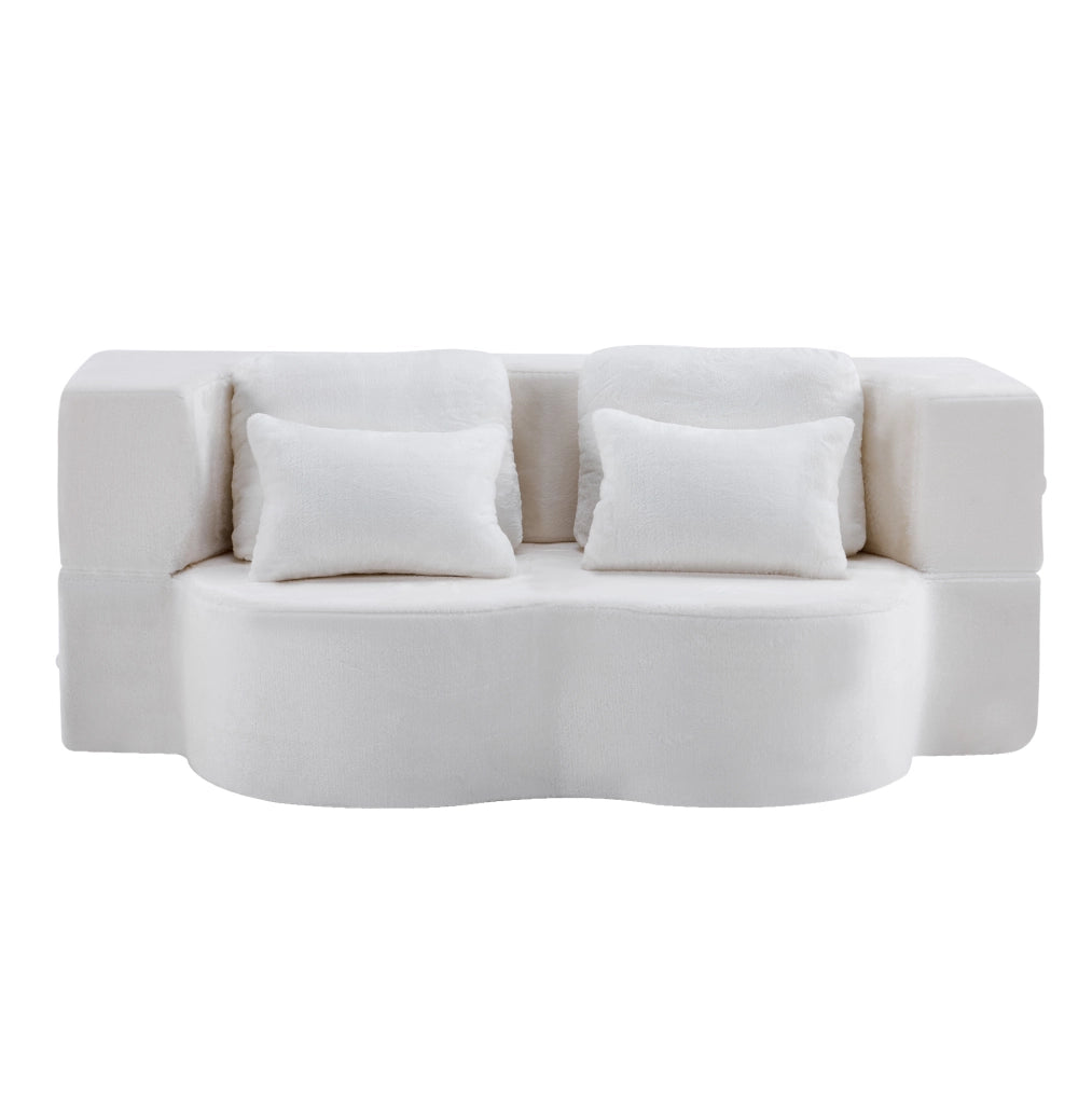 Futon pieghevole modulare in schiuma e molle; bianco