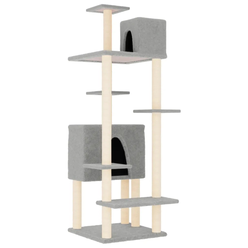Albero per Gatti con Tiragraffi in Sisal Grigio Chiaro 154 cm CFW7721963