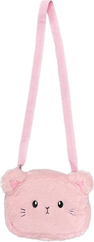 Borsa per bambini con peluche di gatto rosa 19x15cm