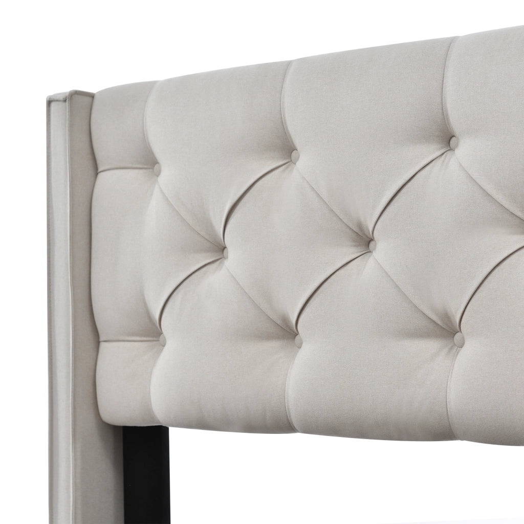 Letto contenitore 140 × 200 cm con testiera imbottita e rete sollevabile in legno metallo grigio chiaro