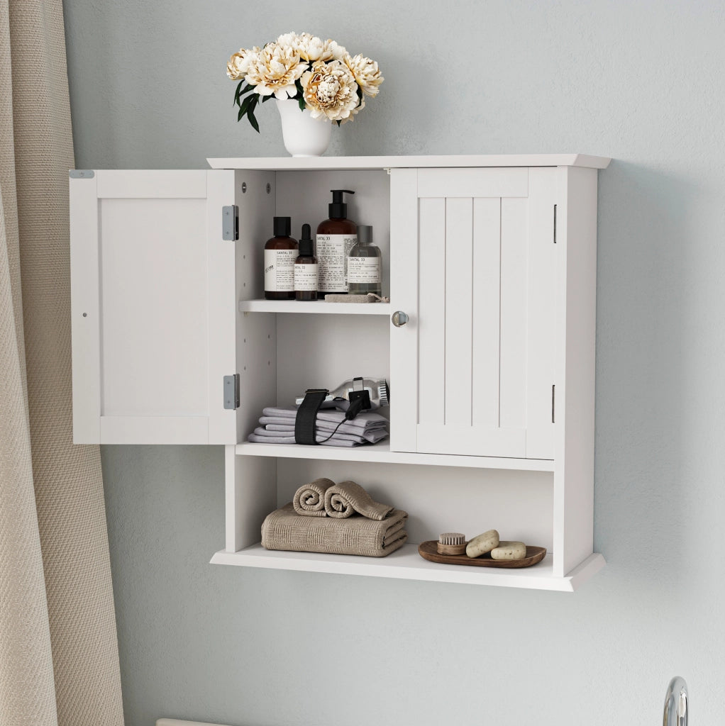 Mobile da bagno sospeso 54,6x19,8x59,9 cm con ripiani regolabili in MDF bianco