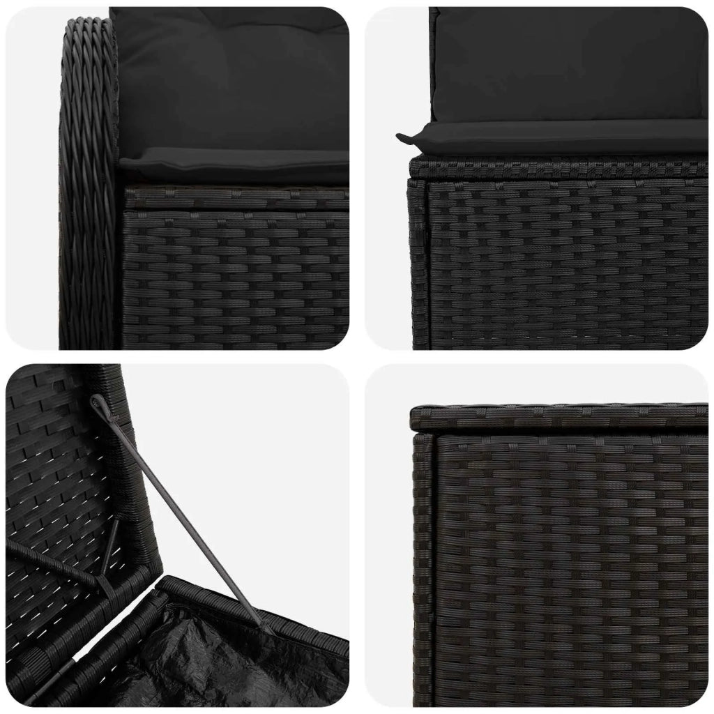Set di divani 5 pz Nero Rattan sintetico e Acciaio 3447748