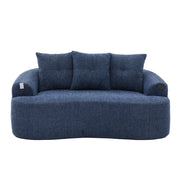 Divano lineare 2 posti - con cuscini spessi e seduta profonda - in chenille blu