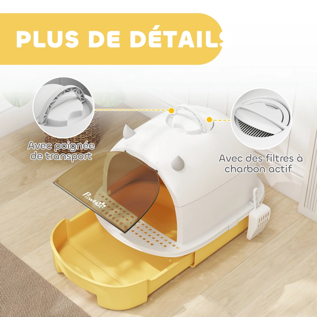 Casetta igienica per gatti chiusa ¨C zephmum ¨C giallo 40.5x52x39 cm