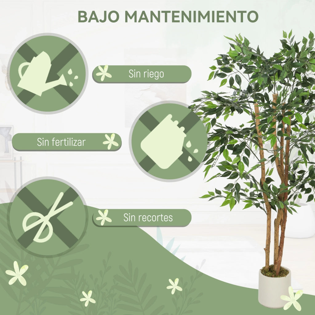Ficus Artificiale 150 cm ¨C zephmum ¨C Verde con Vaso per Interni