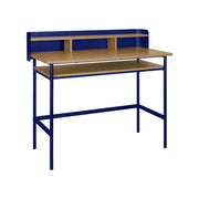Scrivania in metallo e legno con 3 vani, blu