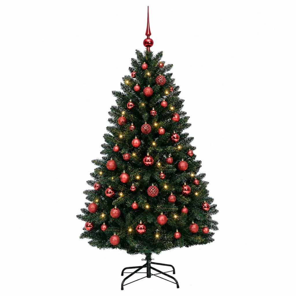 Albero di Natale artificiale verde scuro con palline 150 cm 3465912