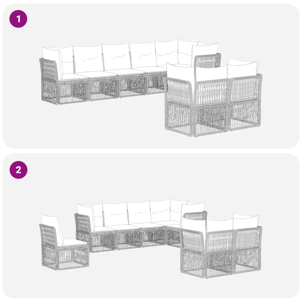 Set Divano da Giardino 8 pz Nero polyrattan 3434284
