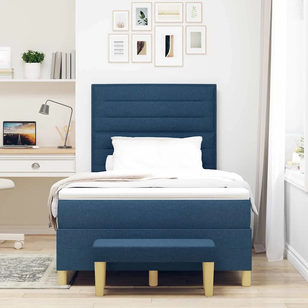 Letto a molle con materasso Blu 120 x 190 cm Tessuto