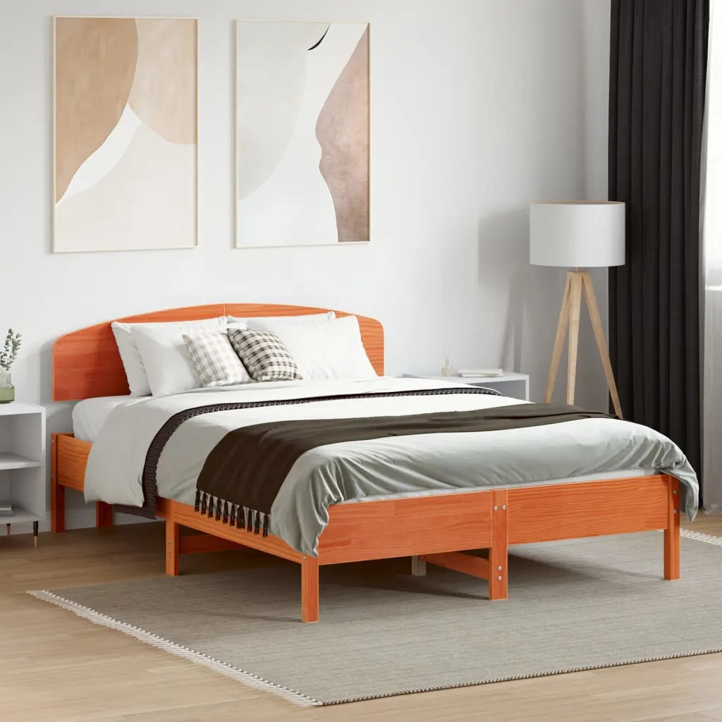 Letto da camera | Letto senza Materasso Marrone Cera 135x190 cm in Legno di Pino