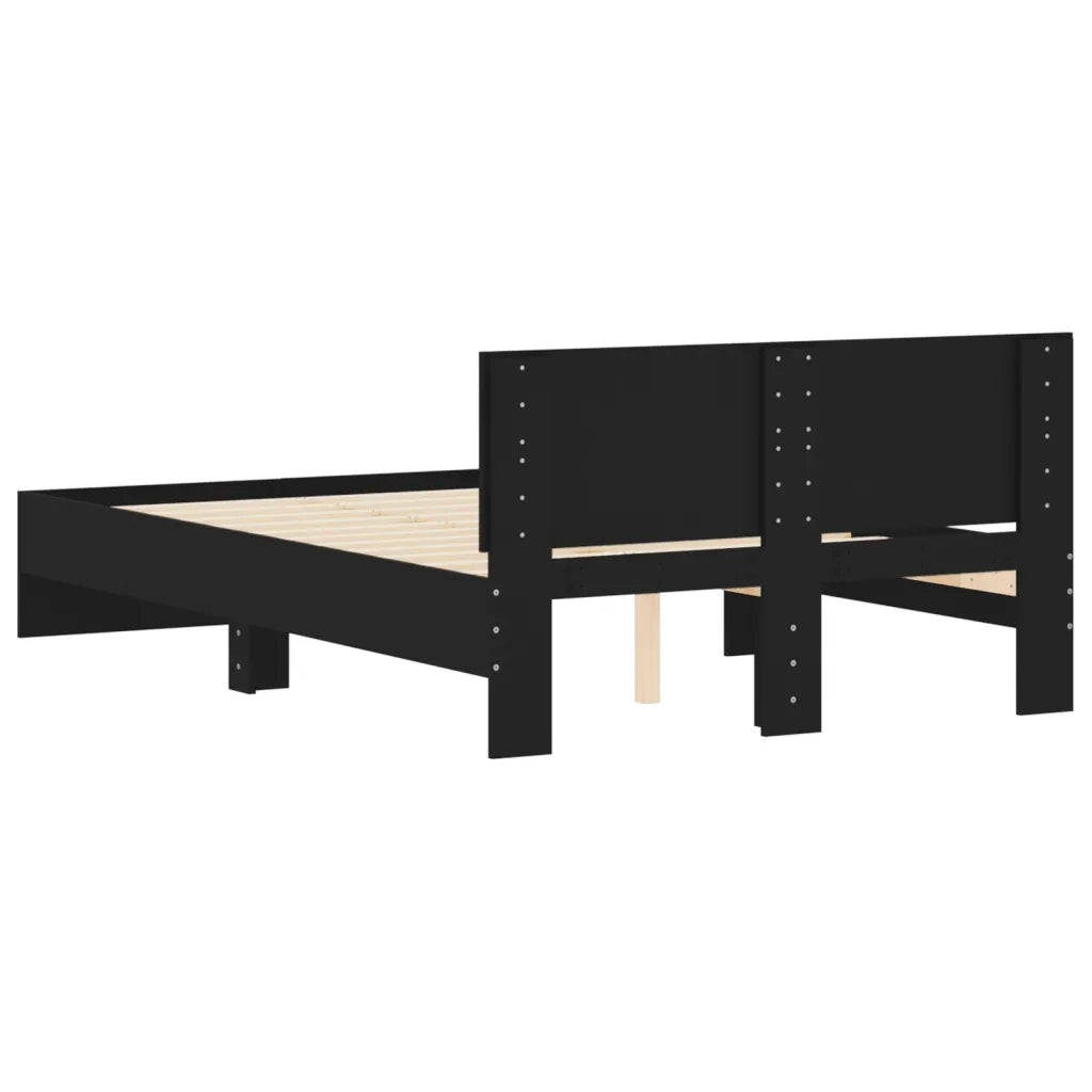 Letto matrimoniale | Letto per adulti | Giroletto con Testiera Nero 120x200 cm