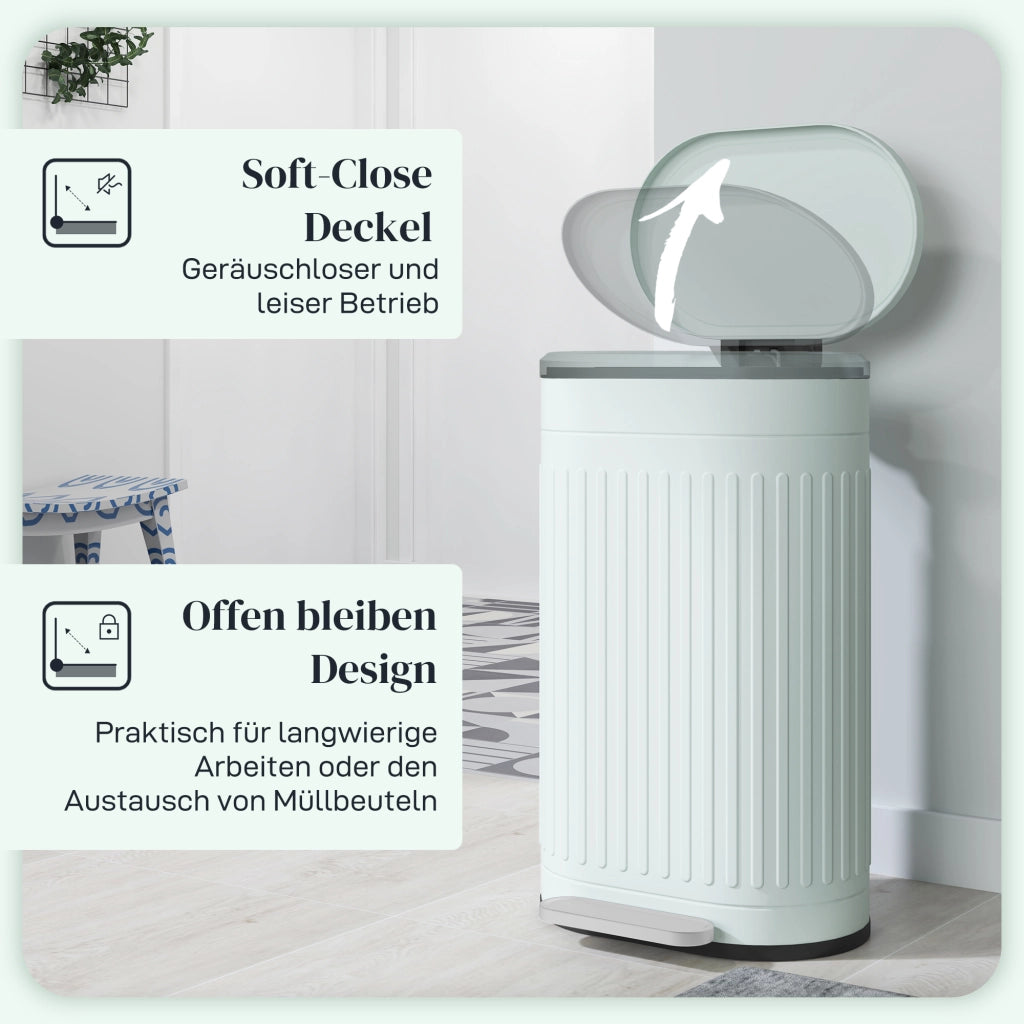 Pattumiera a Pedale 30L ¨C Xylo ¨C Verde con Coperchio Soft-Close e Secchio Interno Rimovibile 36,5x31,2x60,8cm