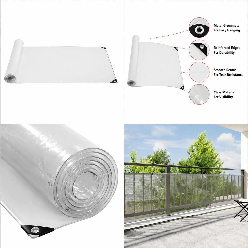 Telo trasparente con occhielli, 1x12 m, in polietilene, lungo e pratico, ideale per coperture esterne, giardino e balcone