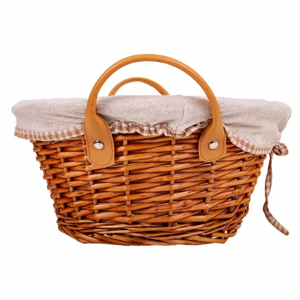 Set di 3 cestini in vimini foderati marroni