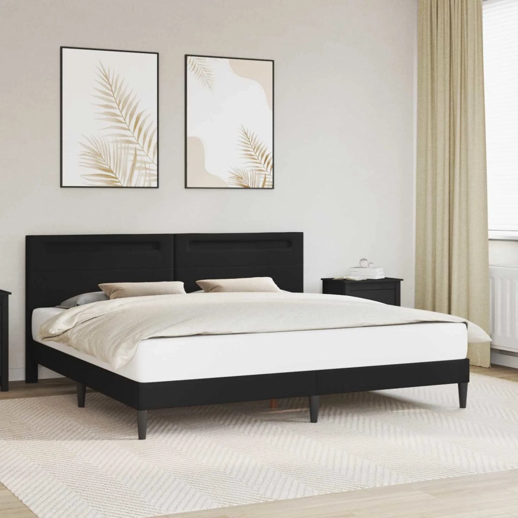 Struttura del letto con testiera-Giroletto Nero 180 x 200 cm Similpelle 282717