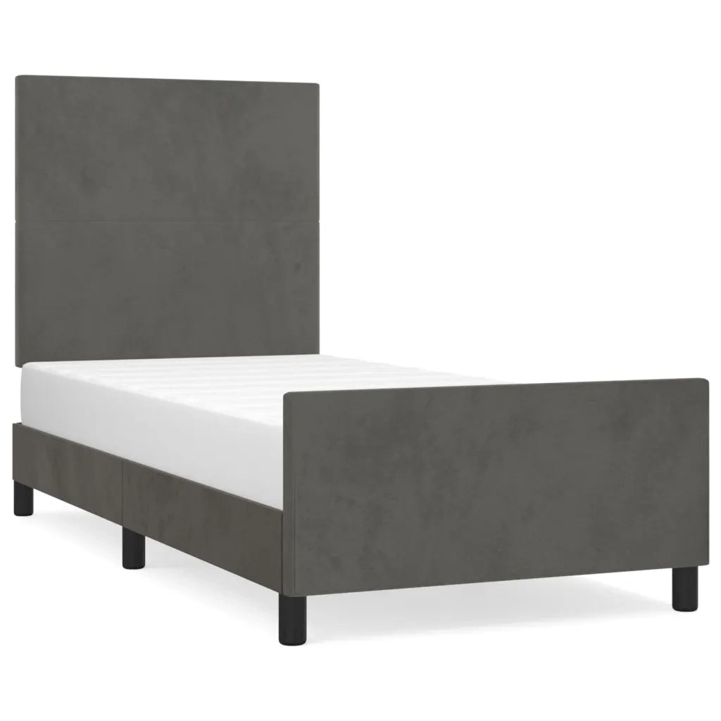 Giroletto senza Materasso-Struttura Letto Grigio Scuro 90x190 cm Velluto 406577