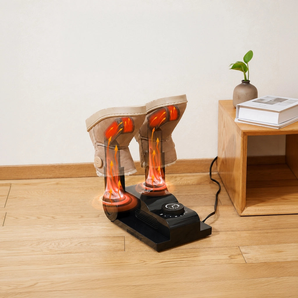 Asciuga Scarpe Elettrico 200W con Aria Calda, Temperatura Regolabile 40-60°C, Timer 30/60/90/120 Min, Bracci Pieghevoli 180°, Spegnimento Automatico