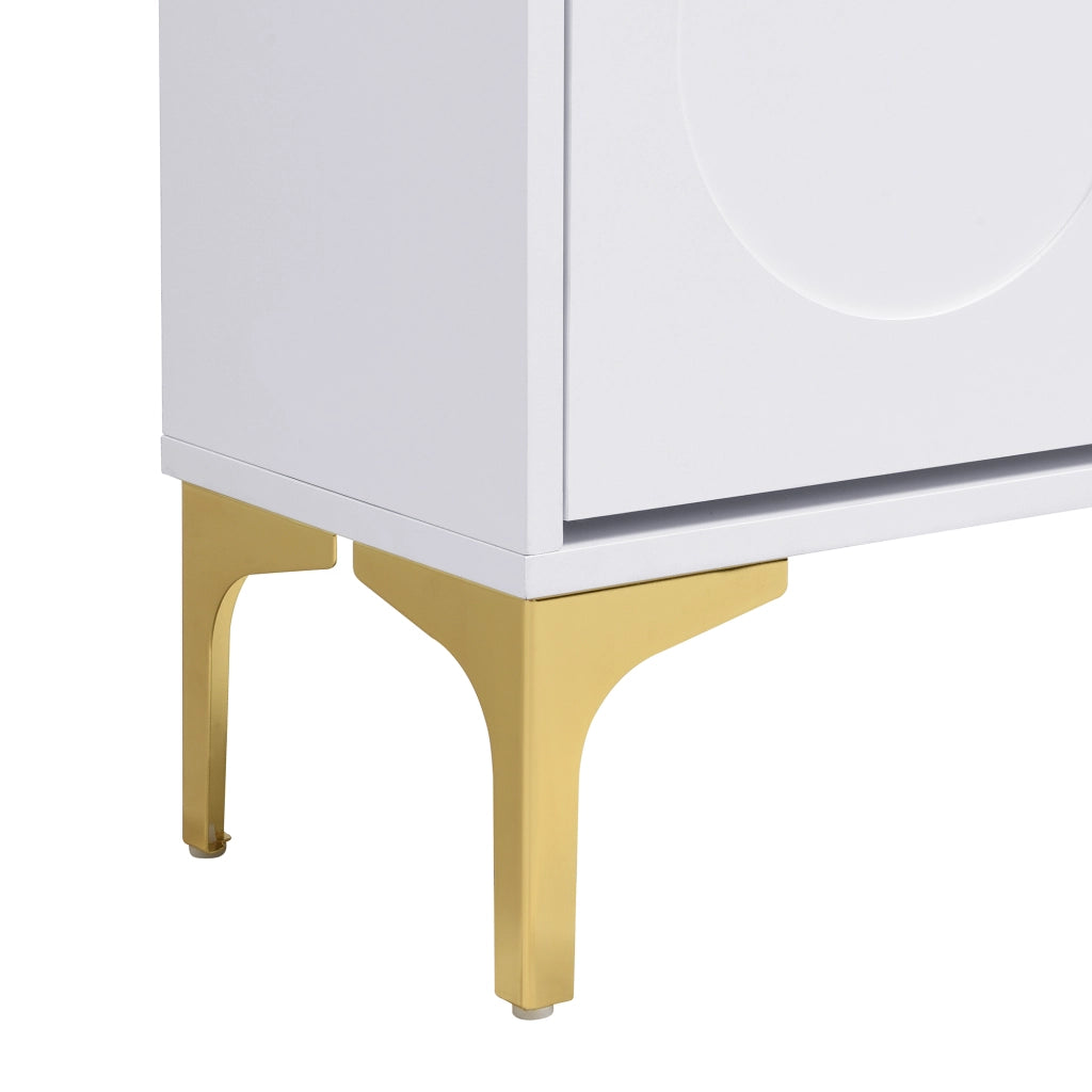 Scarpiera verticale salvaspazio a tre livelli in MDF bianco con gambe in metallo dorato, per ingresso 63 × 24 × 120 cm