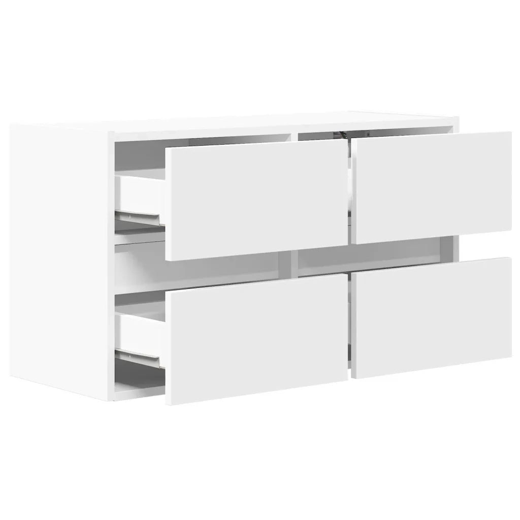 Mobile TV a Parete | Armadietto TV | Mobile Porta TV con Luci LED Bianco 80x31x45 cm