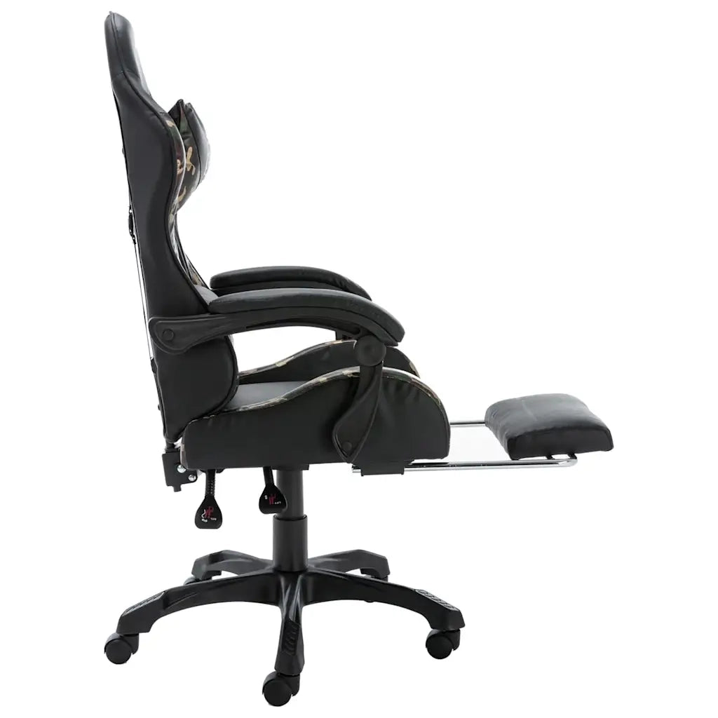 Sedia da Gaming con Poggiapiedi Nera e Mimetica in Similpelle 320096