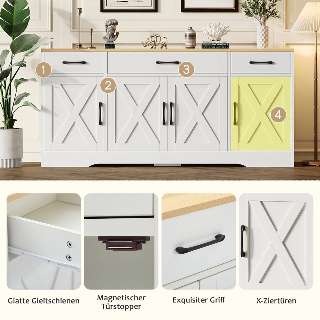 CREDENZA 160x37x75 cm MDF Bianca
