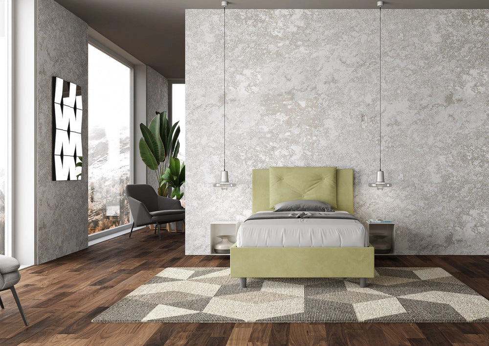 Letto Singolo 80x190 cm con Rete e Contenitore Appia Tè Verde