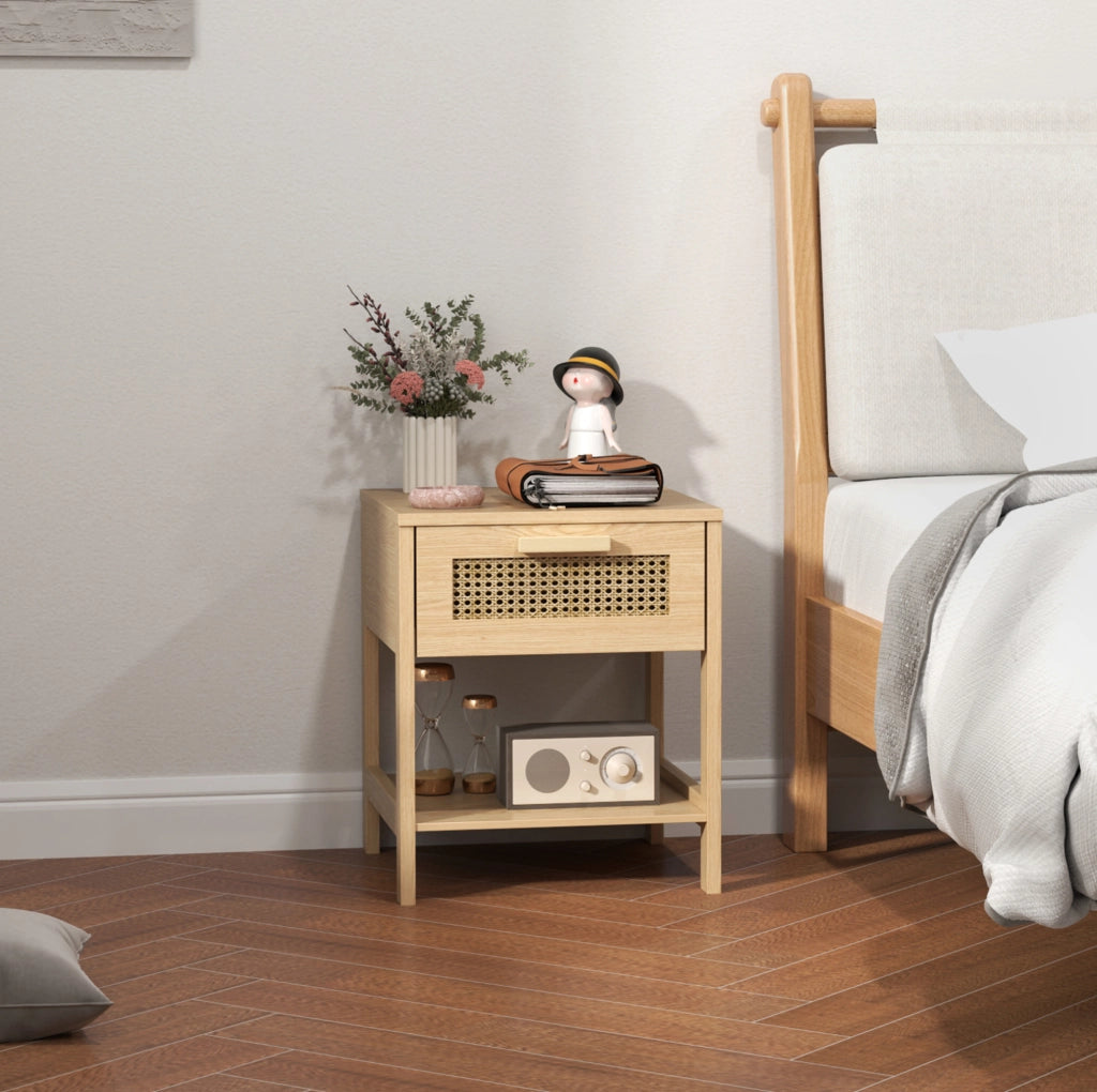 Comodino in legno con cassetto e ripiano 40 x 40 x 48,4 cm