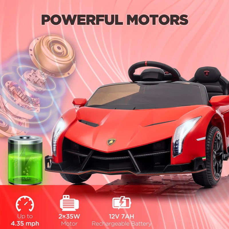 Auto Sportiva Elettrica 12V per Bambini con Porte ad Ali di Gabbiano; Funzione Dondolo e LED